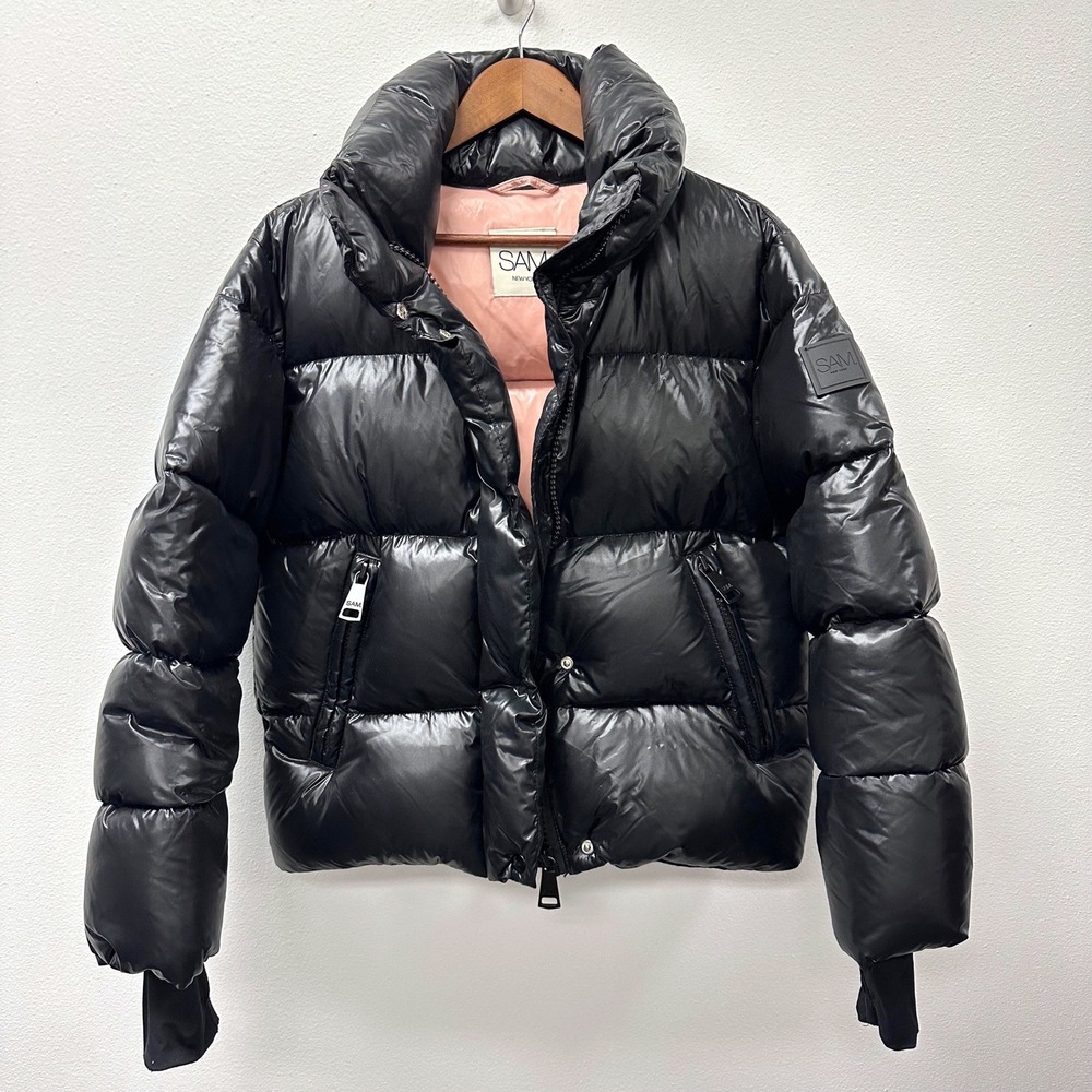 SAM. Andi Down Feather Puffer Jacket in Jet Black M